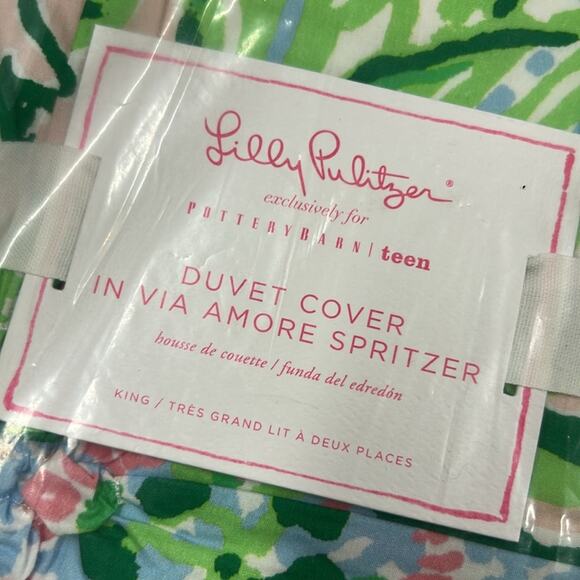 Lilly Pulitzer x Pottery Barn King Duvet Cover + Std Shams Via Amore Floral NWT - Picture 4 of 5